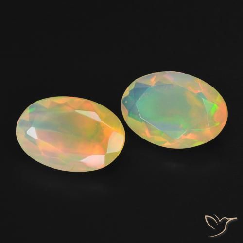 Gemas de Ópalo Multicolor natural de 2.22 ct, Ovalada, Translúcido