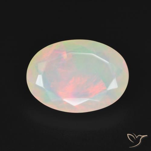 2.71ct Natural Blanco multicolor Ópalo, Ovalada, Translúcido, Photo A