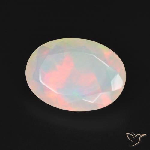 Ópalo Blanco multicolor natural de 2.71 ct, Ovalada, Translúcido