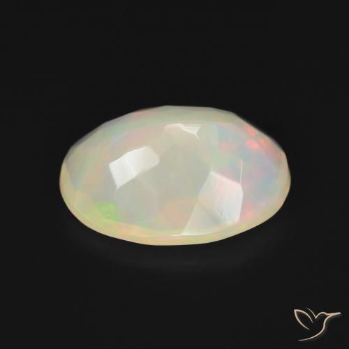 Ópalo Blanco multicolor natural de 2.71 ct, Ovalada, Translúcido