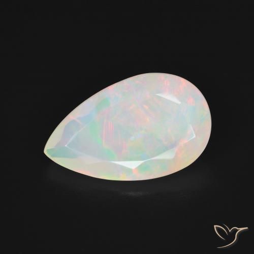 2.63ct Natural Blanco multicolor Ópalo, En forma de pera, Translúcido