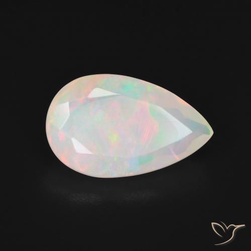 Ópalo Blanco multicolor natural de 2.63 ct, En forma de pera, Translúcido