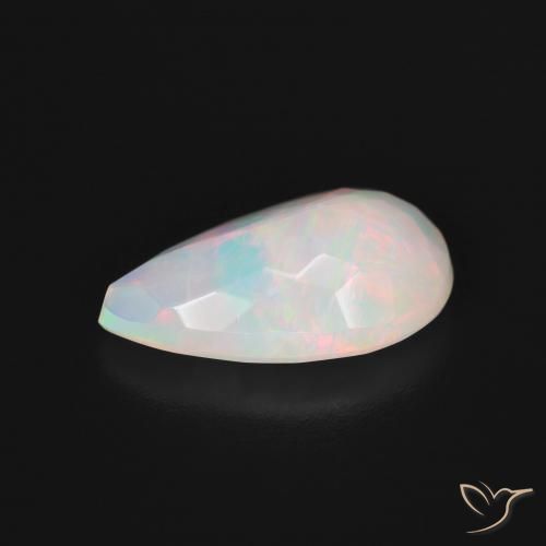 Ópalo Blanco multicolor natural de 2.63 ct, En forma de pera, Translúcido