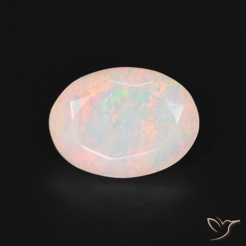 1.87ct Natural Blanco multicolor Ópalo, Ovalada, Translúcido