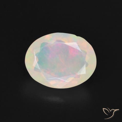 1.62ct Natural Blanco multicolor Ópalo, Ovalada, Transparente