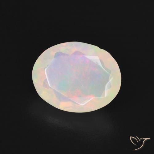 Ópalo Blanco multicolor natural de 1.62 ct, Ovalada, Transparente