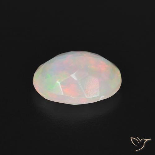 Ópalo Blanco multicolor natural de 1.62 ct, Ovalada, Transparente