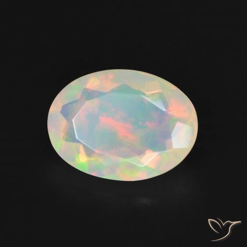 Ópalo Blanco multicolor natural de 2.10 ct, Ovalada, Transparente
