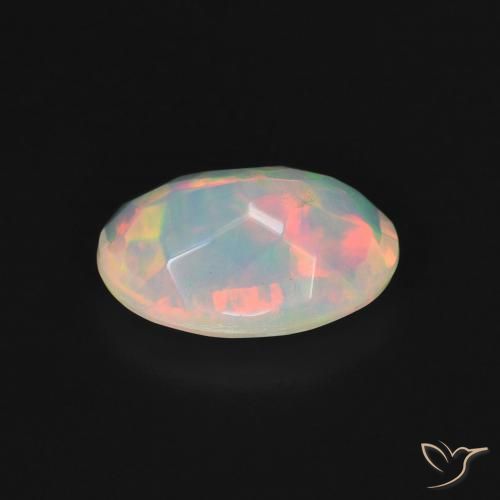Ópalo Blanco multicolor natural de 2.10 ct, Ovalada, Transparente