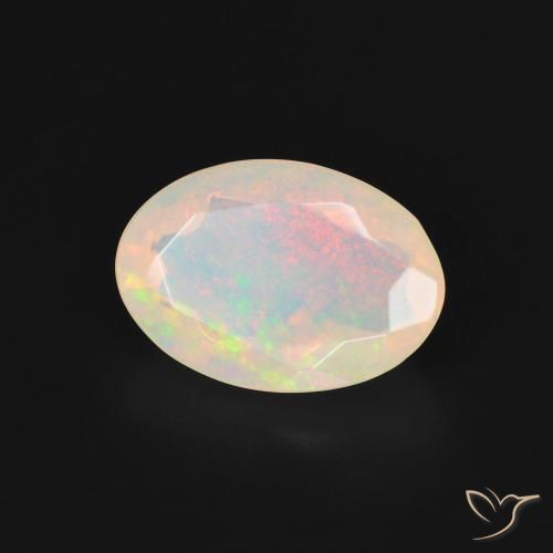 Ópalo Blanco multicolor natural de 1.90 ct, Ovalada, Transparente