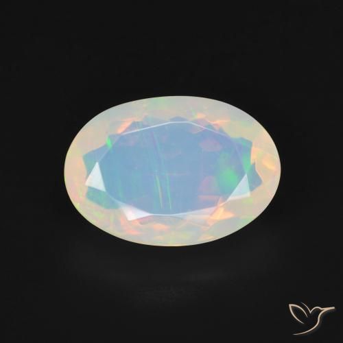 2.81ct Natural Blanco multicolor Ópalo, Ovalada, Transparente