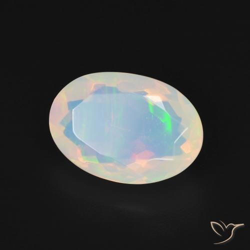 Ópalo Blanco multicolor natural de 2.81 ct, Ovalada, Transparente