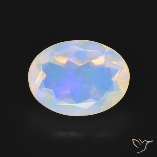 2.24ct Natural Blanco azulado Ópalo, Ovalada, Transparente