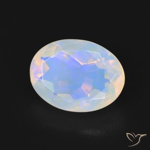 Ópalo Blanco azulado natural de 2.24 ct, Ovalada, Transparente