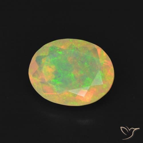 Ópalo Multicolor natural de 1.18 ct, Ovalada, Transparente