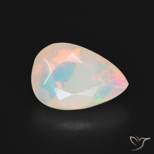 Ópalo Blanco multicolor natural de 2.16 ct, En forma de pera, Transparente