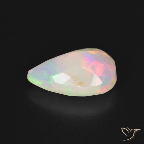 Ópalo Blanco multicolor natural de 2.16 ct, En forma de pera, Transparente