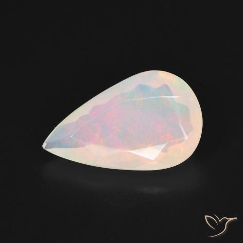 1.64ct Natural Blanco multicolor Ópalo, En forma de pera, Transparente