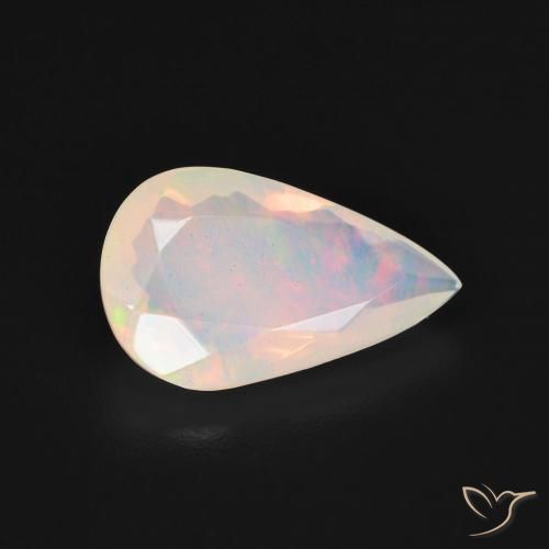 Ópalo Blanco multicolor natural de 1.64 ct, En forma de pera, Transparente