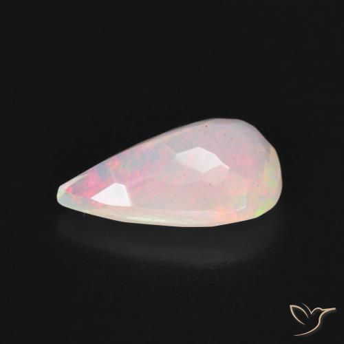 Ópalo Blanco multicolor natural de 1.64 ct, En forma de pera, Transparente