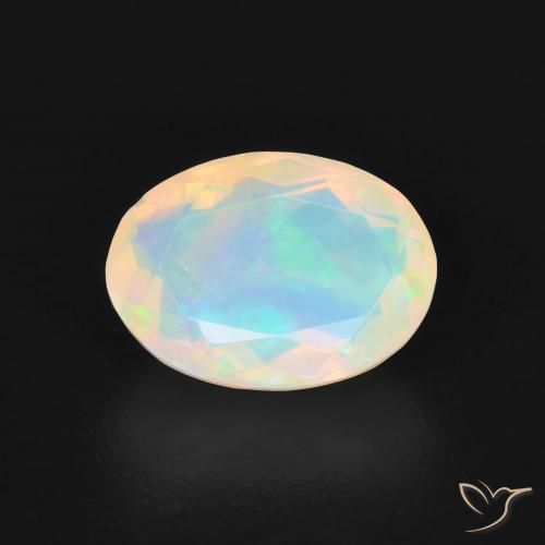 1.40ct Natural Blanco azulado Ópalo, Ovalada, Transparente
