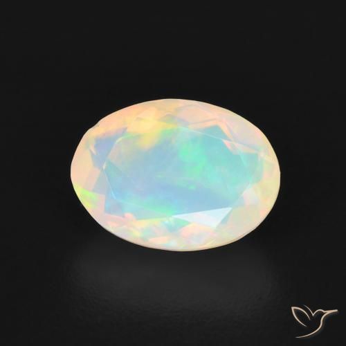 Ópalo Blanco azulado natural de 1.40 ct, Ovalada, Transparente