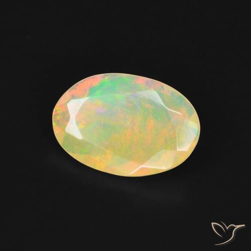 Ópalo Multicolor natural de 1.27 ct, Ovalada, Transparente