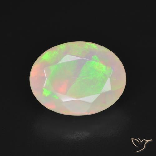 2.42ct Natural Blanco multicolor Ópalo, Ovalada, Translúcido