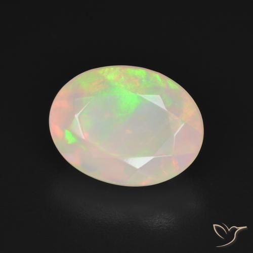 Ópalo Blanco multicolor natural de 2.42 ct, Ovalada, Translúcido