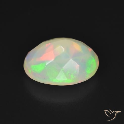 Ópalo Blanco multicolor natural de 2.42 ct, Ovalada, Translúcido