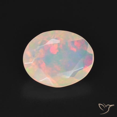 1.32ct Natural Blanco multicolor Ópalo, Ovalada, Transparente