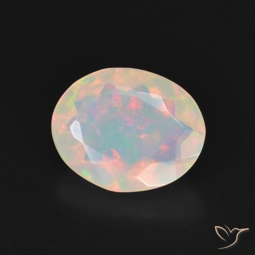 Ópalo Blanco multicolor natural de 1.32 ct, Ovalada, Transparente