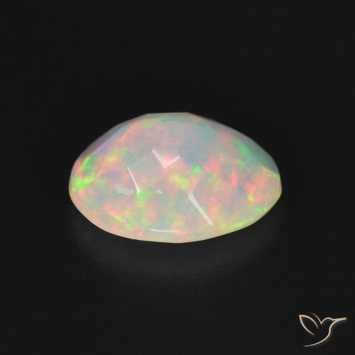 Ópalo Blanco multicolor natural de 1.32 ct, Ovalada, Transparente