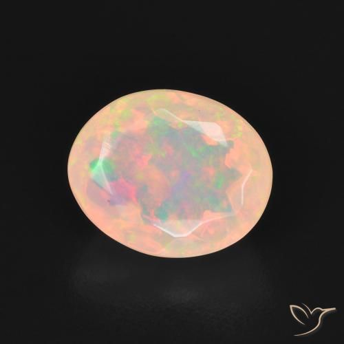 Ópalo Blanco multicolor natural de 1.54 ct, Ovalada, Transparente