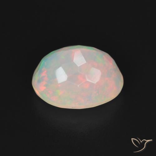 Ópalo Blanco multicolor natural de 1.54 ct, Ovalada, Transparente