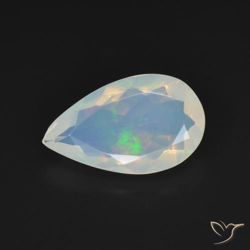 1.84ct Natural Blanco azulado Ópalo, En forma de pera, Transparente