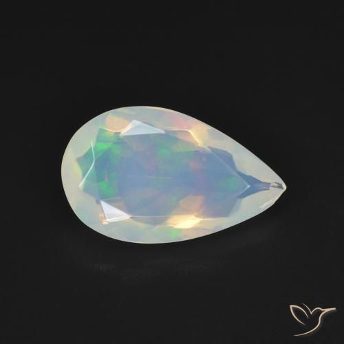 Ópalo Blanco azulado natural de 1.84 ct, En forma de pera, Transparente