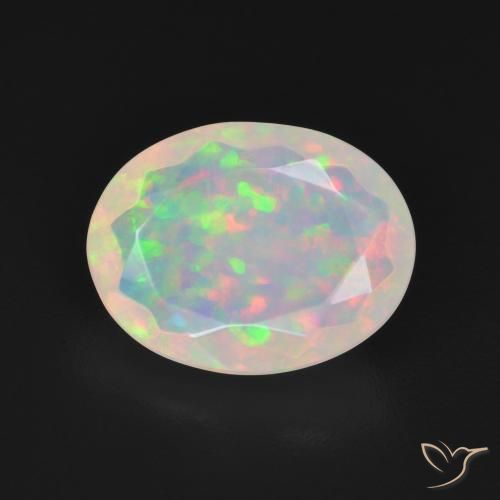 2.96ct Natural Blanco multicolor Ópalo, Ovalada, Transparente