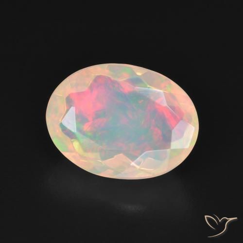 Ópalo Blanco multicolor natural de 2.20 ct, Ovalada, Transparente