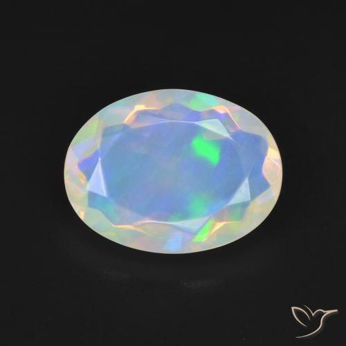2.48ct Natural Blanco azulado Ópalo, Ovalada, Transparente