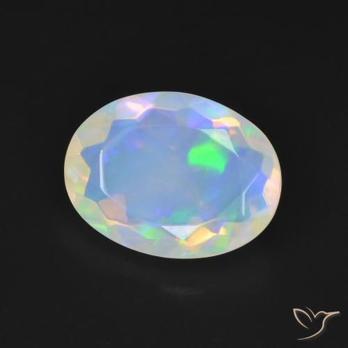 Ópalo Blanco azulado natural de 2.48 ct, Ovalada, Transparente