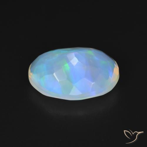 Ópalo Blanco azulado natural de 2.48 ct, Ovalada, Transparente