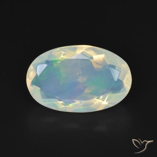 2.86ct Natural Blanco azulado Ópalo, Ovalada, Transparente