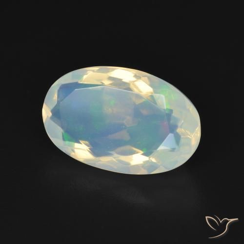 Ópalo Blanco azulado natural de 2.86 ct, Ovalada, Transparente