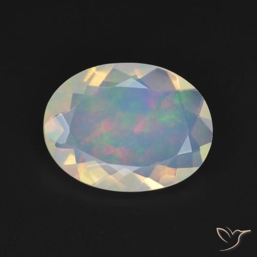 2.21ct Natural Blanco multicolor Ópalo, Ovalada, Transparente