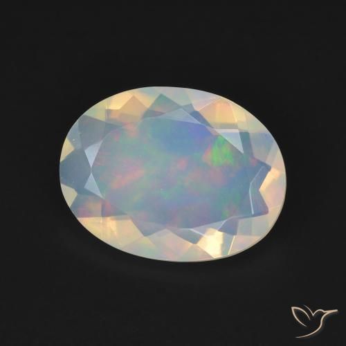 Ópalo Blanco multicolor natural de 2.21 ct, Ovalada, Transparente