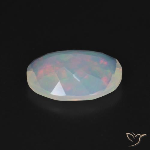 Ópalo Blanco multicolor natural de 2.21 ct, Ovalada, Transparente