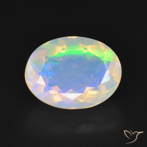 2.17ct Natural Blanco azulado Ópalo, Ovalada, Transparente