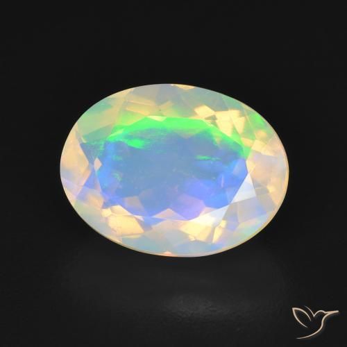 Ópalo Blanco azulado natural de 2.17 ct, Ovalada, Transparente