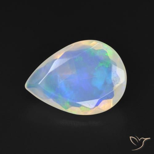 1.93ct Natural Blanco azulado Ópalo, En forma de pera, Transparente
